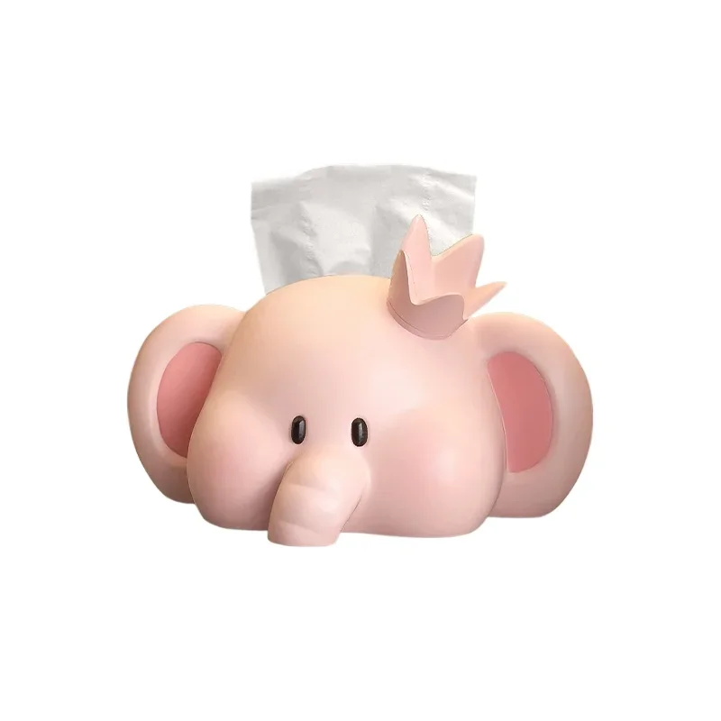 

Cream Wind Elephant Tissue Box Ornament Living Room Household Cute Carton