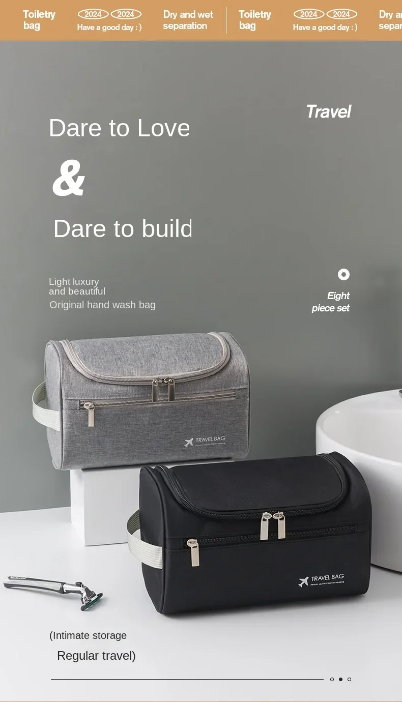 Wasserdichte Männer Kosmetische Lagerung Tasche Hohe Kapazität Nylon Reise Kulturbeutel Organizer Hängen Frauen Zipper Make-Up Waschen Beutel – Detail 9