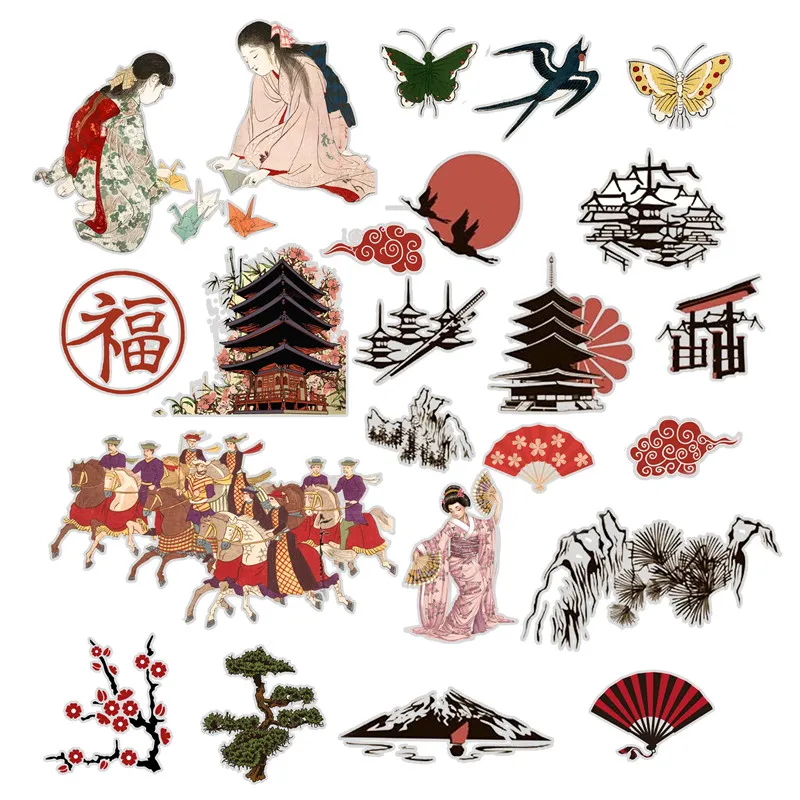 Autocollants de style japonais pour travaux manuels et scrapbooking, 23 pièces, stickers décoratifs pour livre, jouets pour enfants, papeterie DIY