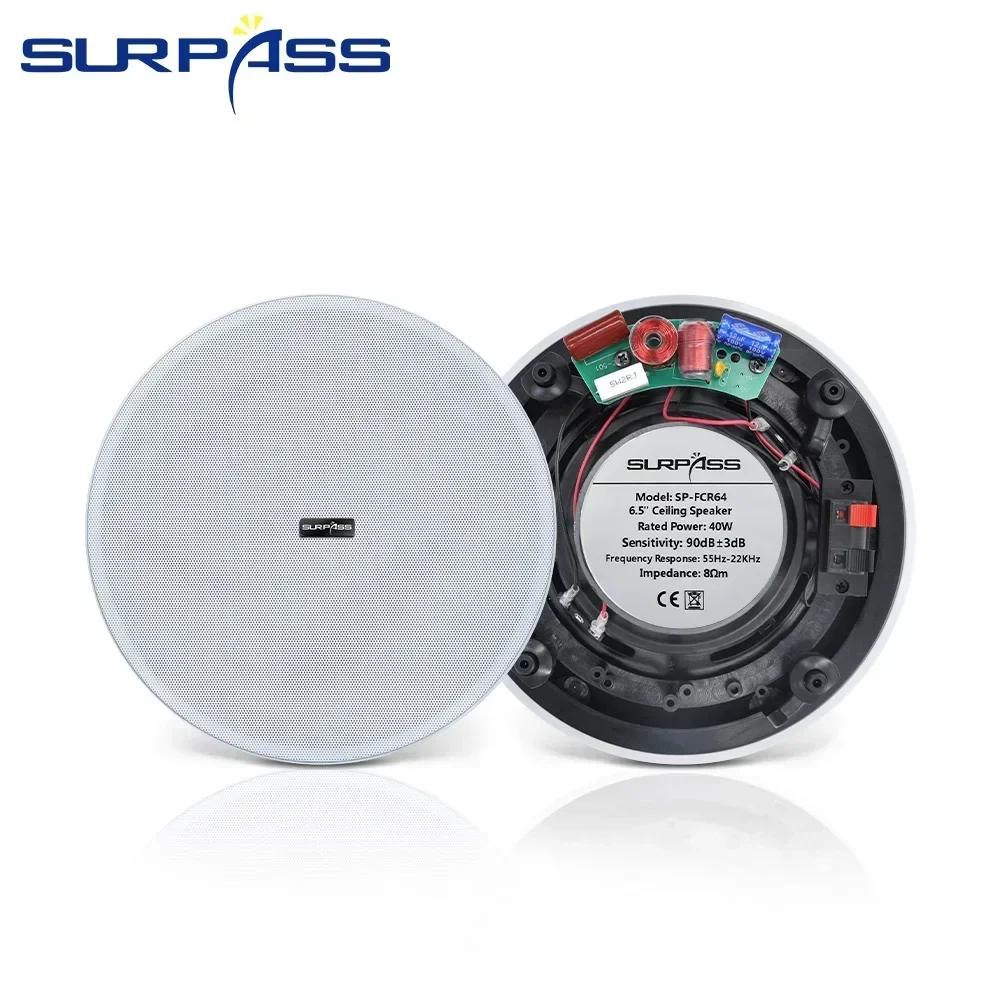 Coaxial Ceiling Speaker 6.5inch 40W Flush Mount In Wall Ceiling Speakers Home Sound Audio System for Indoor Cinema Theater Hotel