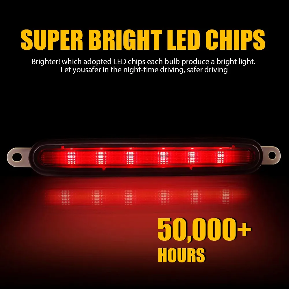 1Pc Trunk LED Rear Tail Third Brake Light Stop Lamp Fit For Mitsubishi Lancer Lancer Evolution Lancer EX 2008-2016 Galant 2008-2012 Red Brake Light White Cargo Lamp