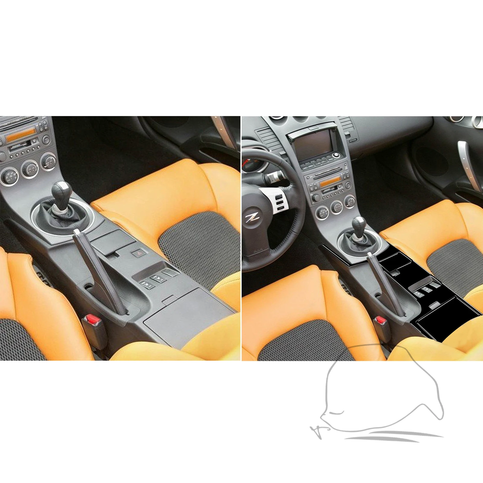 For Nissan 350Z Z33 2003-2009 Accessories Car Navigation Steering Wheel Storage Dash Door Handle Plastic Sticker Set Decoration