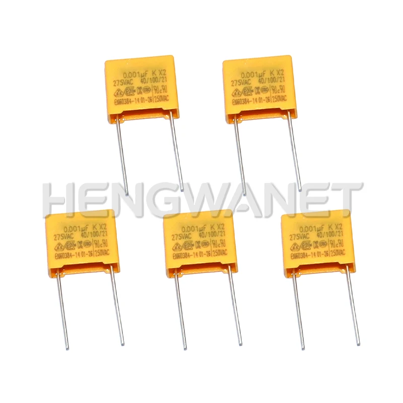 50pcs/Lot Polypropylene Film X2 Safety Capacitor Assorted Kit 275VAC 10Values Each 5pcs 1NF - 1UF