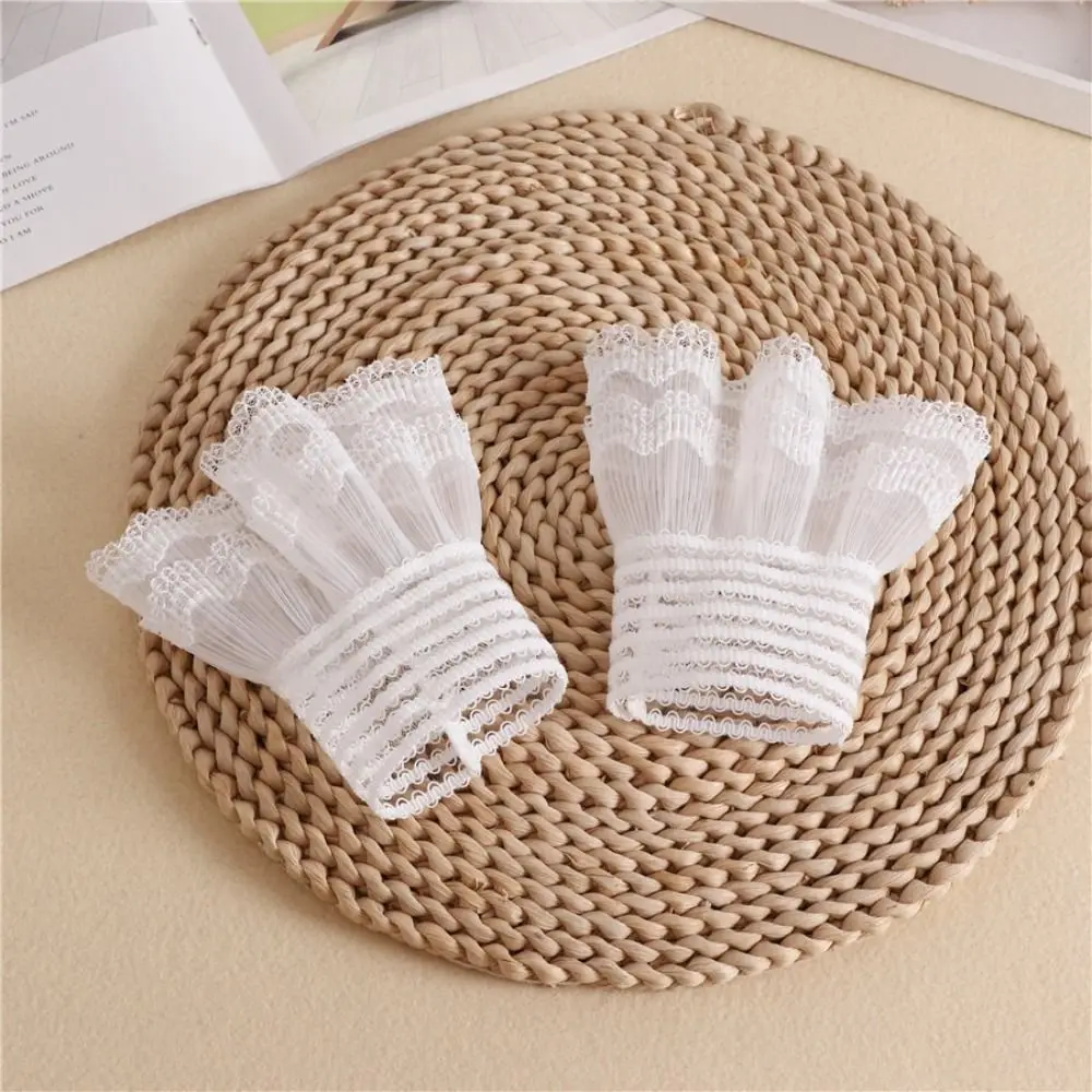 New Multilayer Ruffle Fake Cuff Detachable White Black Wrist Cuff Sweater Cuffs