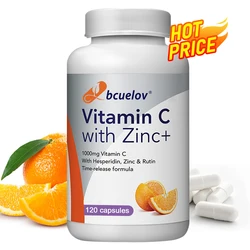 Vitamin C and Zinc Capsules, Excellent Source of Key Immune Health Nutrients, Antioxidants, 1000 Mg, Vitamin Supplement