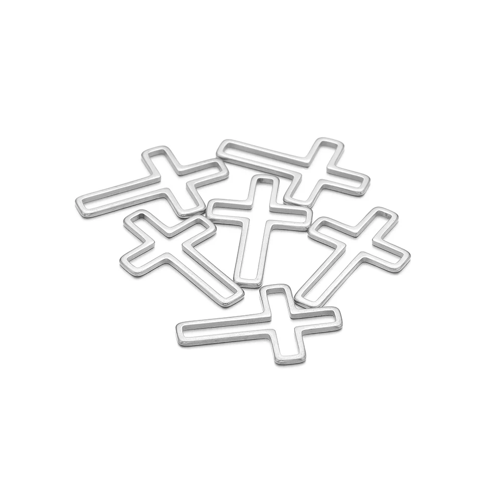 20/50pcs Stainless Steel 16/20/25mm Hollow Cross Charms Religious Pendants Bulk for Earrings Necklaces Making DIY Jewelry Crafts
