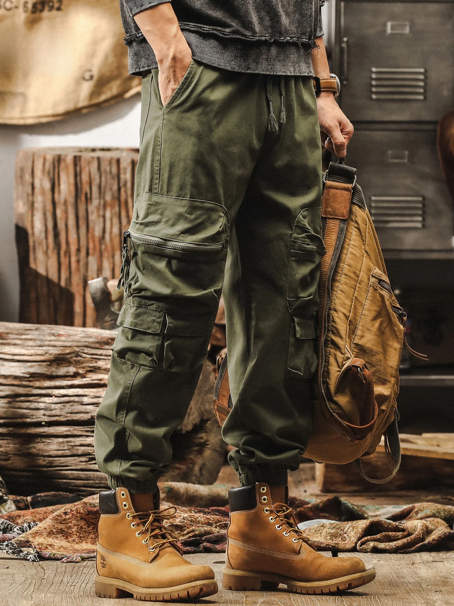 

Мужские рабочие брюки в американском ретро-стиле, камуфляжные, свободные, с манжетами, повседневные, для активного отдыха, тактические, осенние, брендовые, дышащие, с эластичным поясом