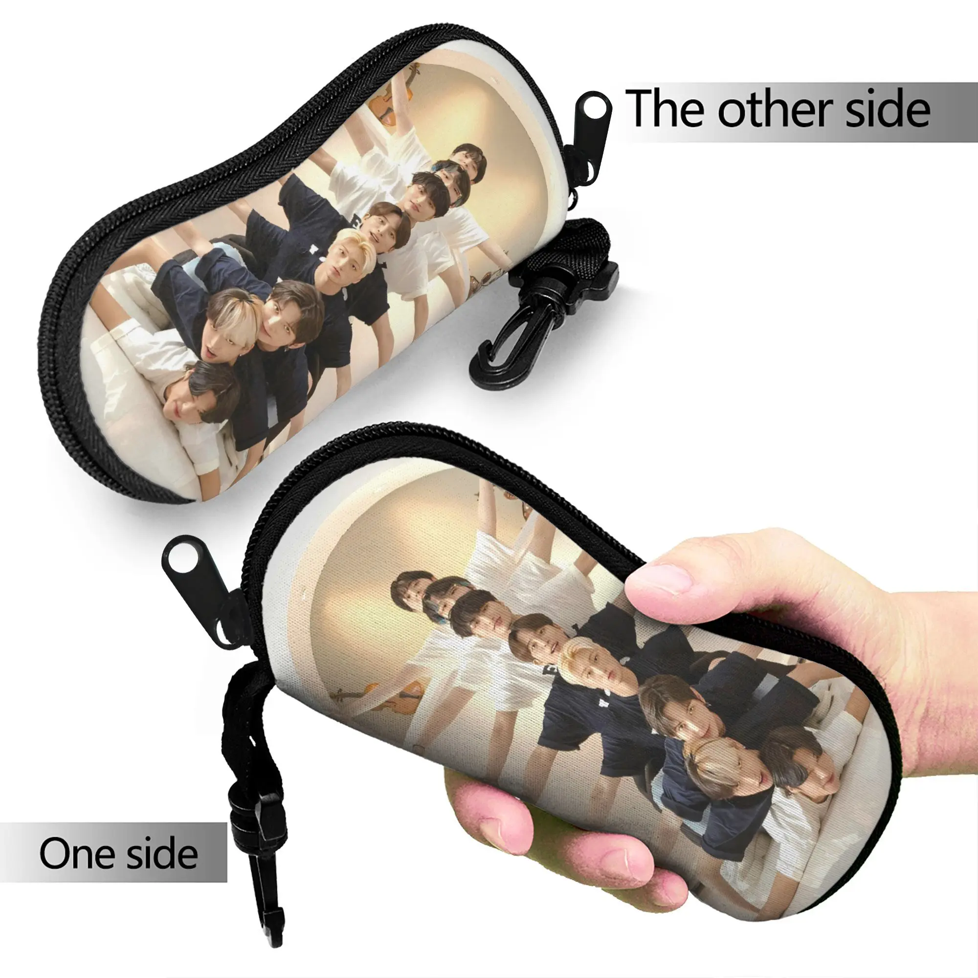 Kpop Ateez Band Glasses Case Cover  Sunglasses Case Daily Classic Eyewear Box Key Chain Unisex Eyeglass Protector