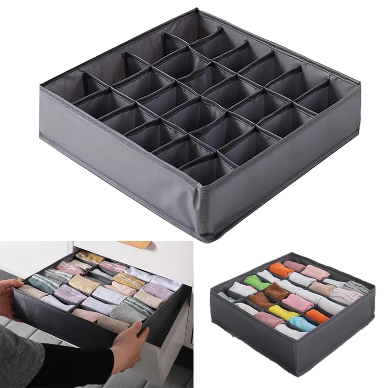 Foldable Cotton Underwear and Socks Drawer Organizer Closet Storage Box for Bras and Panties