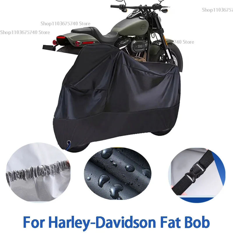 

Motorcycle Full Covers For Harley-Davidson Fat Bob Car Outdoors Sun Protection Dust No Ear Thickened Oxford Clothcover