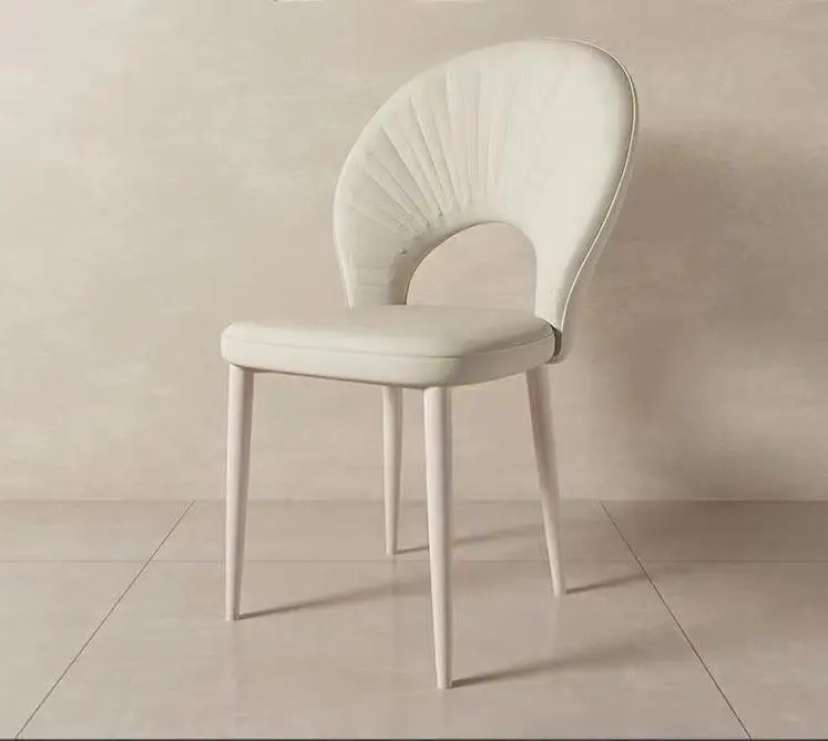 

/Seat Metal Legs Home Restaurant Cafe Living Rooms Interior/Modern High Scalloped Tufted Dining Chair Upholstered PU Leather