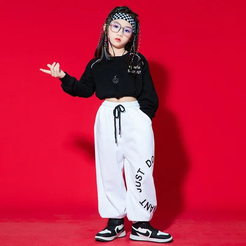 Girls' Jazz Costume Autumn Kid Hip-hop Umbilical Suit Street-bombing Costume with Hip-hop Vibe for Dance Parties Stage Clothes