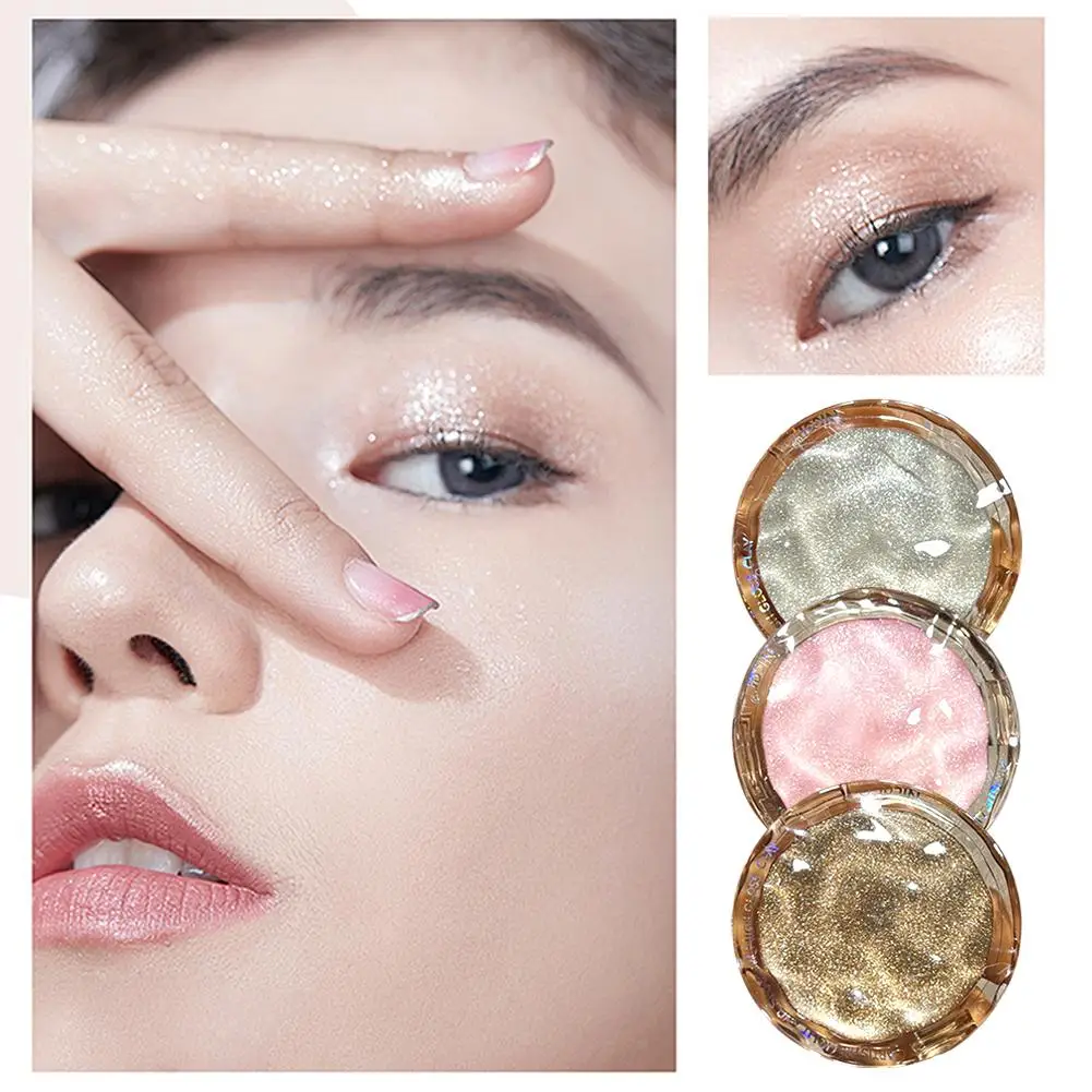 3colors Highlighter Powder Palette Glitter Diamond Face Makeup Waterproof Highlighter Shimmer Contour Lasting Cosmet B6v1