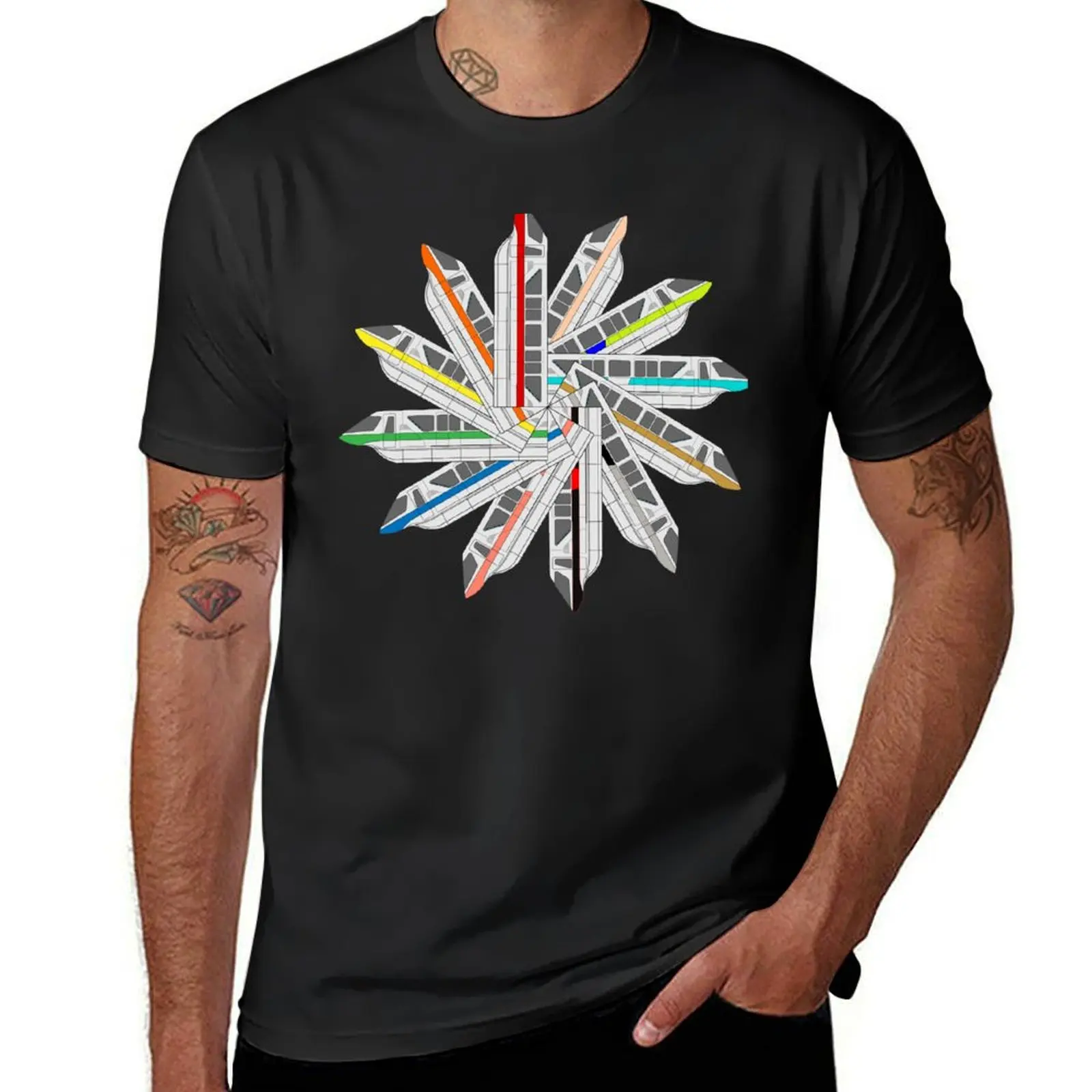 Monorail Color Wheel T-Shirt quick drying for a boy customs oversizeds oversized t shirts for men