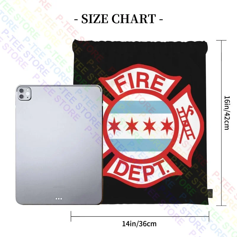 Chicago Fire Department W Chicago Flag Drawstring Bags Gym Bag School Creative Sports Style Clothes Backpacks