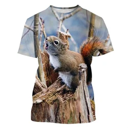 Animal Cute Squirrel 3D Printing T-shirt For Men Personality Summer Casual Short-sleeved Tops Street Oversized Tees Male Clothes