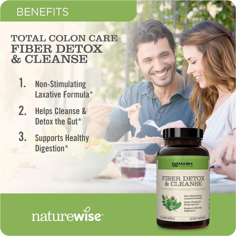 Fiber Cleanse Psyllium Husk Capsules with Digestive Enzymes Herbal Fiber Blend for Daily Digestive Support 60 Vegan Capsules