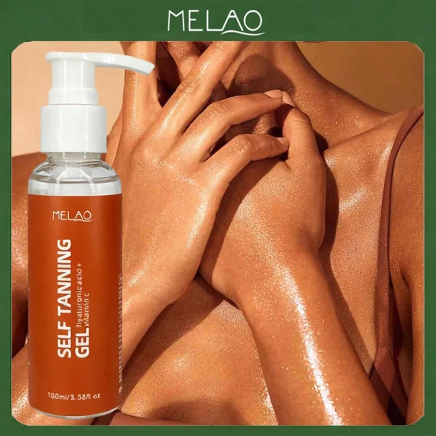 Self Tanning Gel, MELAO Self Tanning Gel with Hyaluronic Acid & Vitamin C, Gradual Natural Looking Tan, Hydrating & Glowing