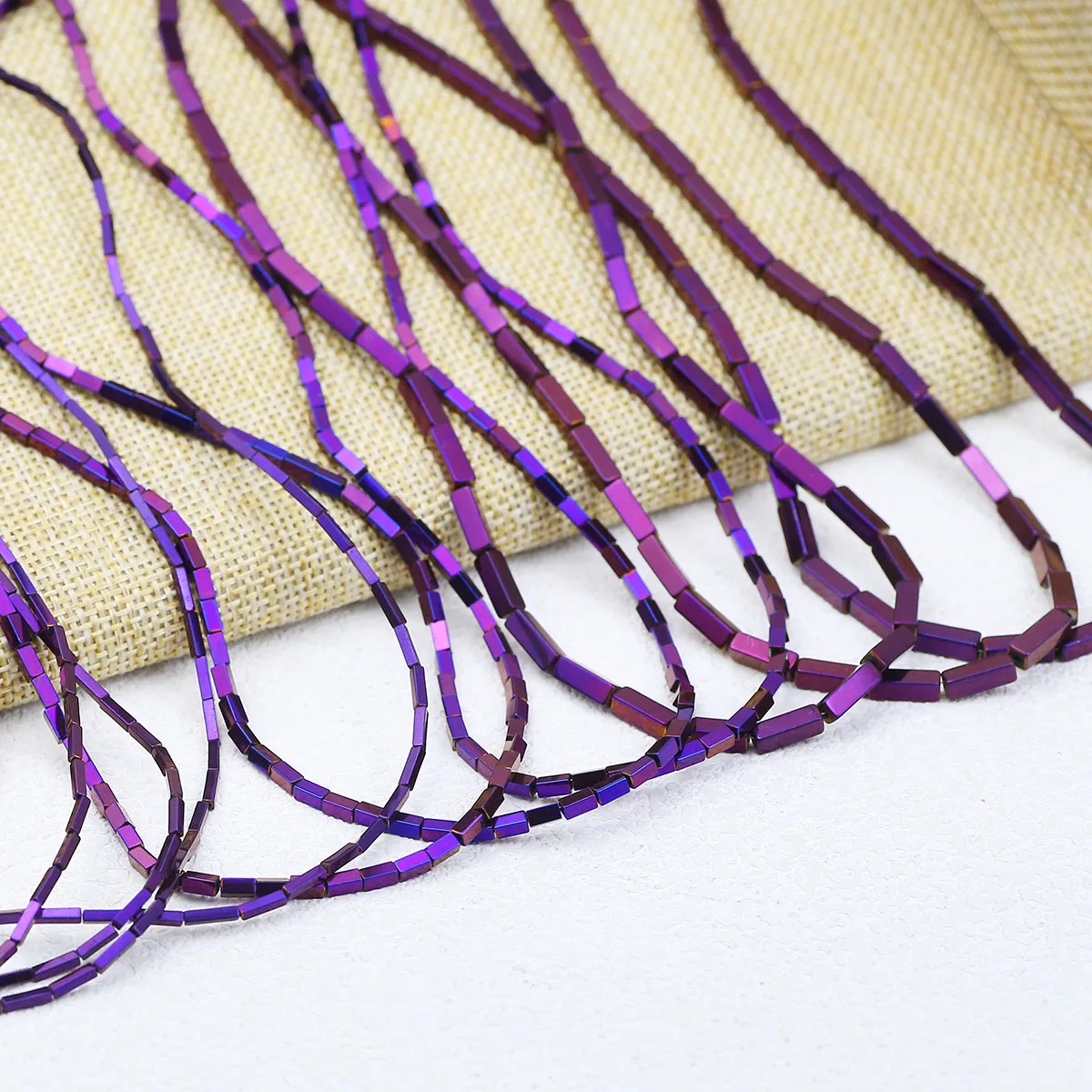 Natural Stone Plating Purple Rectangle Hematite Spacers Loose Beads For DIY Jewelry Making Bracelet Necklace Accessories 4/6/9MM
