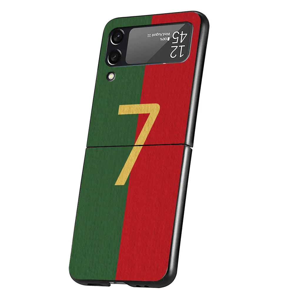 FootBall SuperStar Number C 7 10 Cover Phone Case For Samsung Galaxy Z Flip 6 5 4 3 5G Flip6 Flip5 Flip4 Flip3 Black Hard Fundas