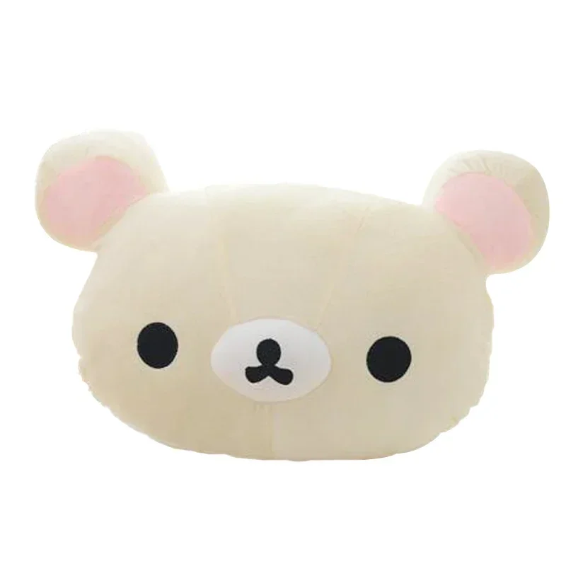 Oreiller en peluche de dessin animé Rilakkuma pour enfants, coussin de canapé doux et facile, jouet en peluche de tête d'ours brun, mignon et relaxant, cadeau de Noël