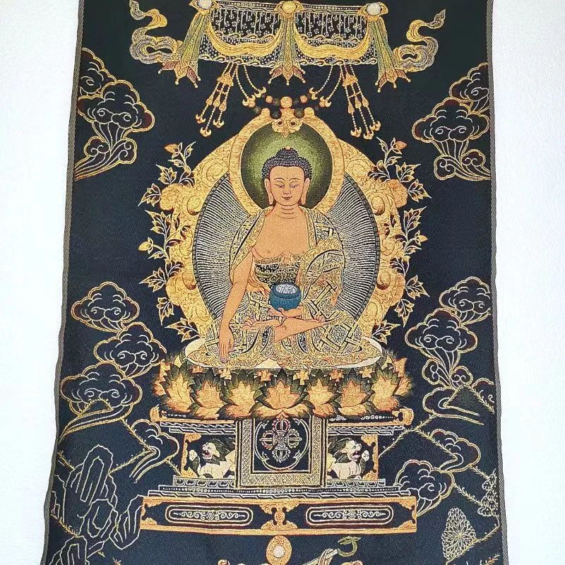 Tibetan Buddha Tangka, Schwarz gold Medizin Buddha, Heim dekoration, günstig