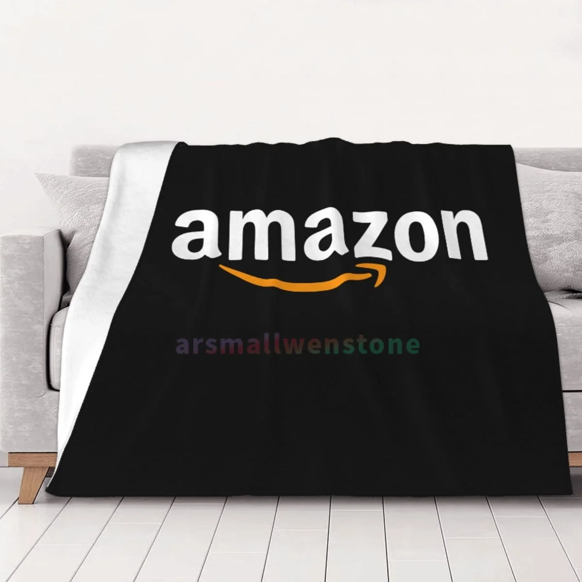 Manta de lana de franela con logotipo de Amazon, suave, cálida, ligera, acogedora, antipelusas, para sofá, cama, sofá, viaje