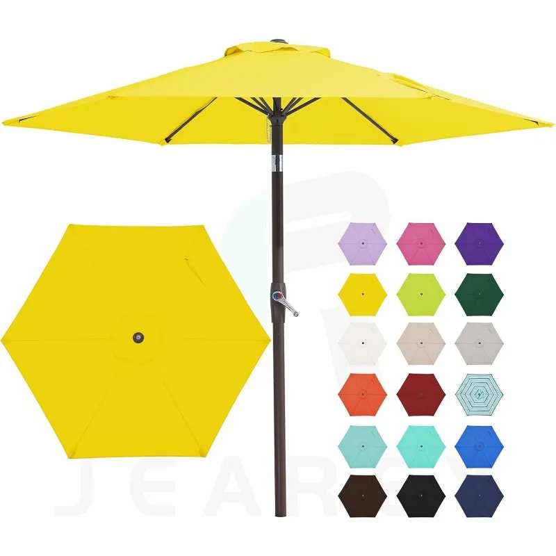 

7.5FT Patio Umbrella Market Table Umbrella with 6 Sturdy Ribs, Push Button Tilt/Crank Outdoor Umbrella for Garden, Deck