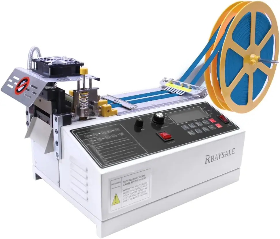 

Webbing Cutting Machine, 5inch LCD Display Cold and Hot Webbing Cutter for Elastic bands Ribbons Nylon Webbing