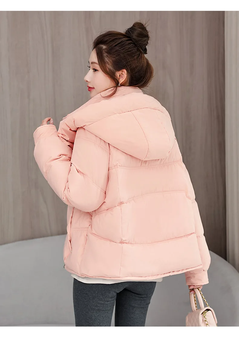 Winter Thick Puffer Coat Women Zip Up Windproof Russian Cold Weather Snow Jacket Detachable Hooded Outerwear Candy Color New