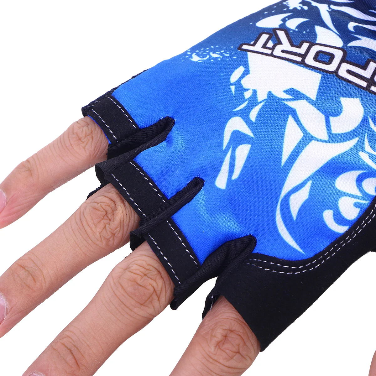 1 Pair Outdoor Sports Half Finger Gloves Non-Slip Breathable Workout Gloves for Cycling Climbing Fishing Riding Size M (Blue)