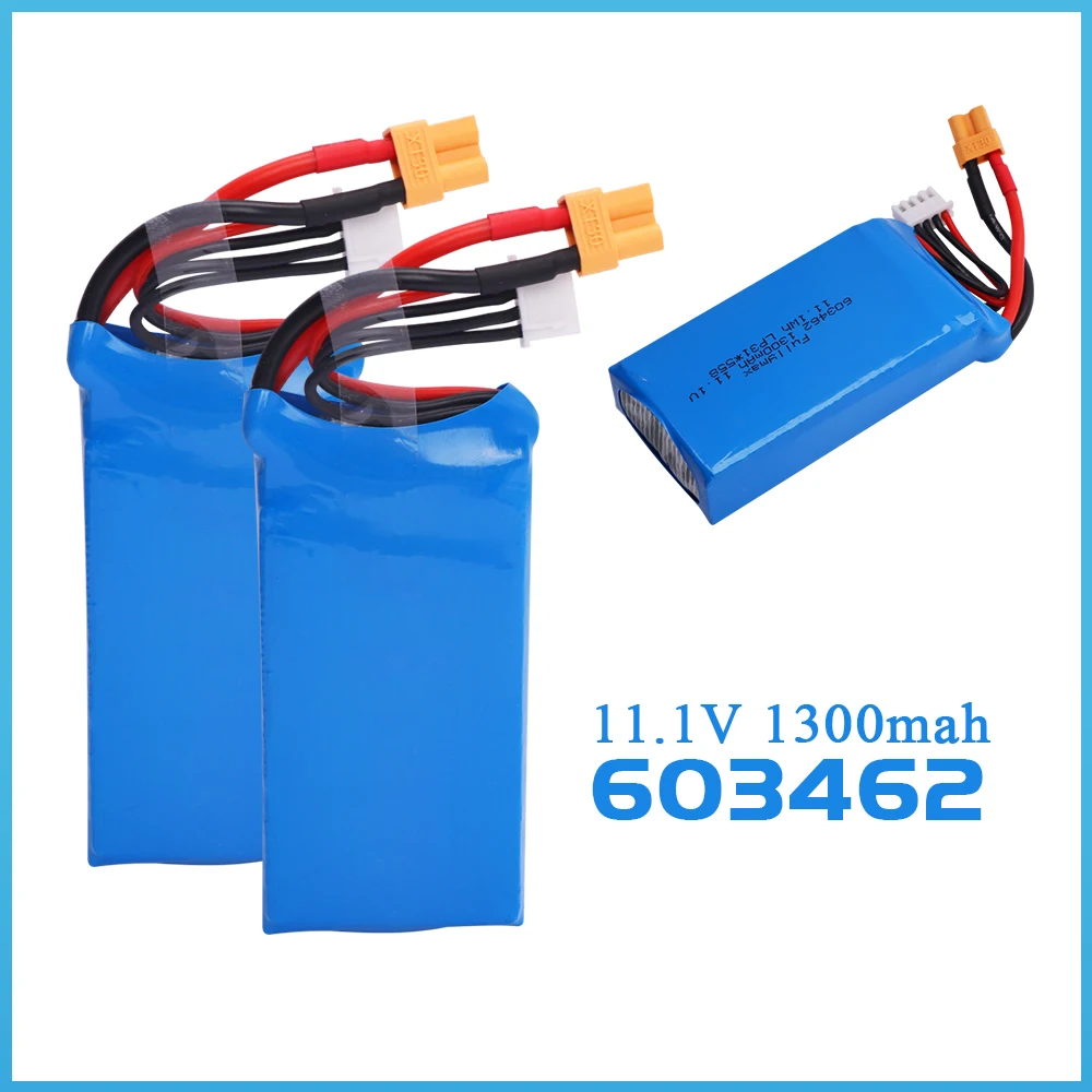 

Upgrade 11.1V Lipo Battery 1300mAh With Charger Sets For XK x450 RC Airplanes Spare Parts 603462 11.1v Rechargeable Batteries