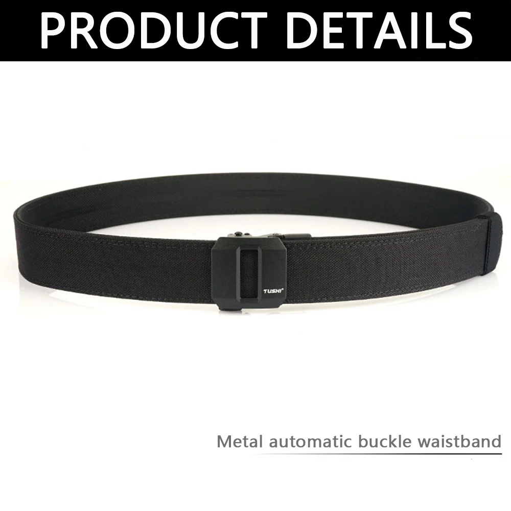 TUSHI Harter taktischer Waffengürtel für Männer, Metall, automatische Schnalle, dickes Nylon, Polizei-Militärgürtel, lässiger Gürtel, IPSC-Gürtel für Männer – Detail 7