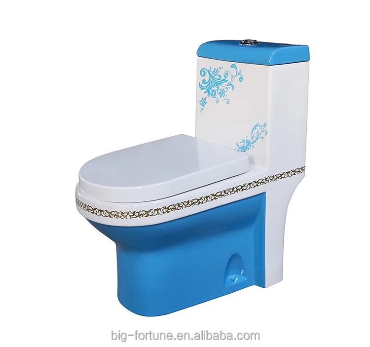 

Toilet,Dual Flush Water Blue Color Toilet Bowl