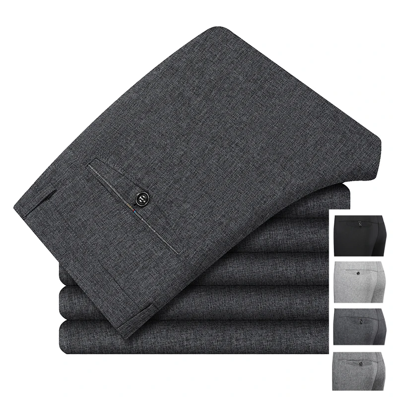 Mens Business Casual Pants Spring Autumn Suit Pants Formal Dress Pants for Husband Dad Trousers 29-40