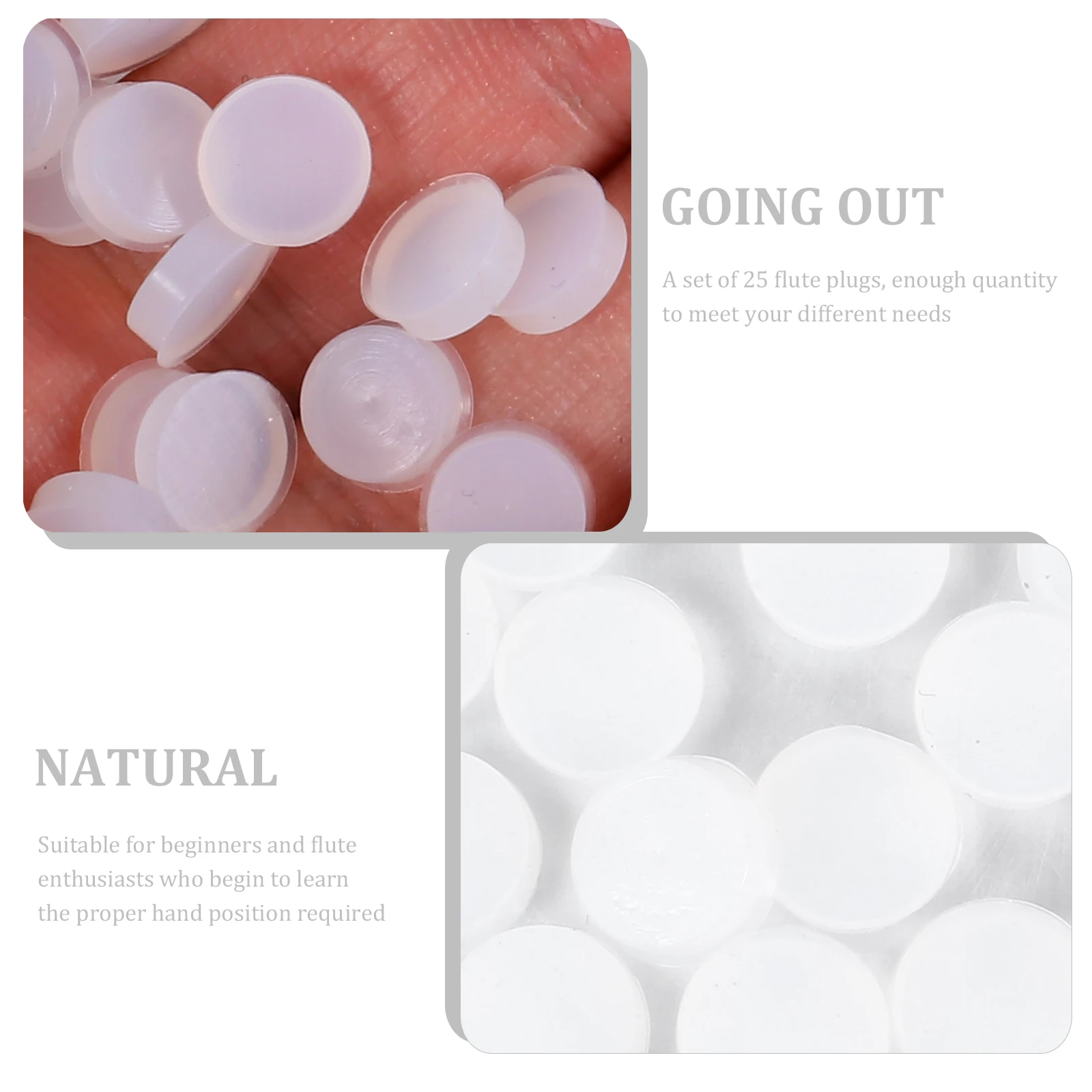 

25 Pcs Plug Flute Silicon Plugs for Open Hole Flutes Musical Instrument Covers White