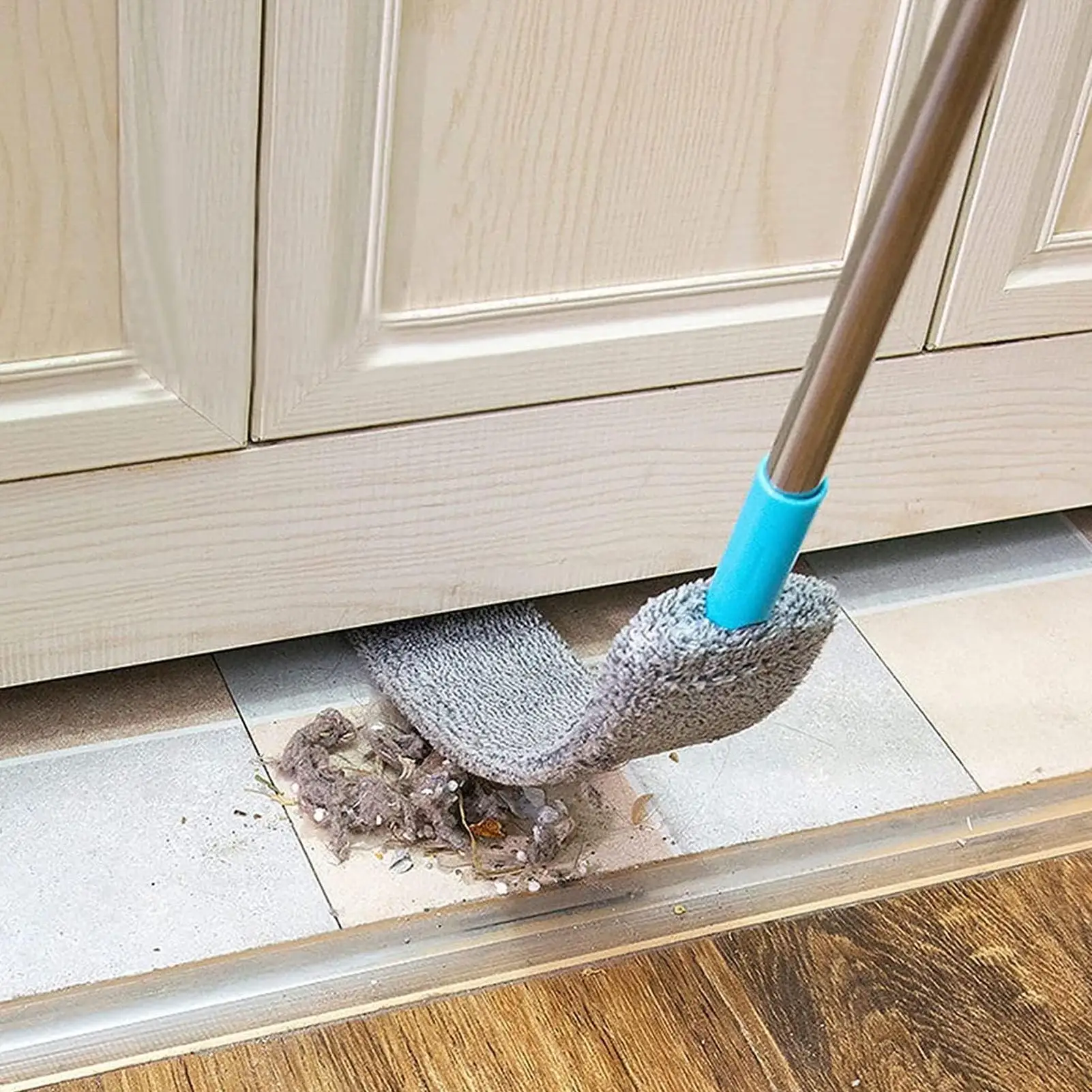 Plumero Telescópico Plano con Mango Largo, Recolector de Polvo Debajo de la Cama, Cepillo para Polvo Lavable, Cepillo Extensible para Limpiar Grietas en Muebles