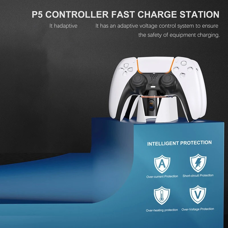 Dual Fast Charger For PS5 Controller Charger Station Charging Cradle Dock Station With LED Indicator For PS5 Dualsense