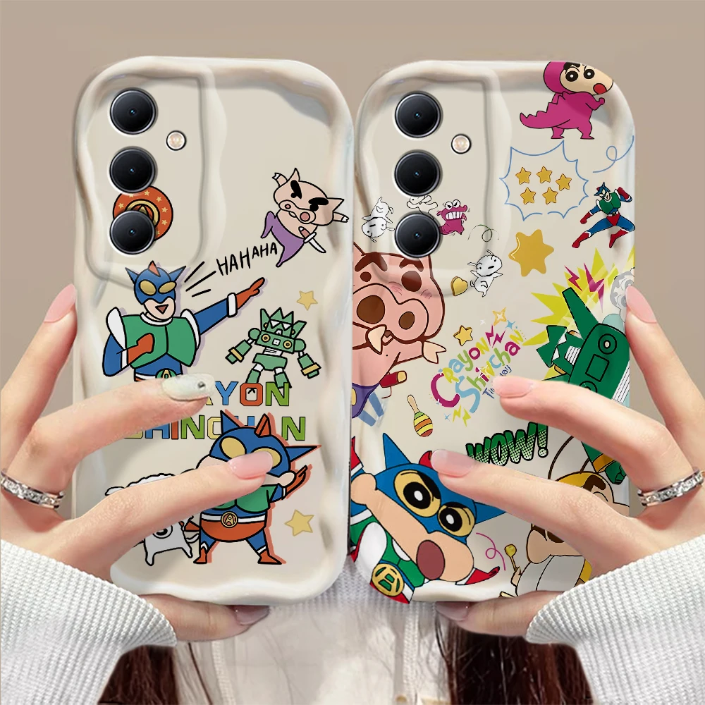 Anime Crayons Shinchans 3D Wave Case For OPPO Realme 12 11 10 9 8 7 7i 6 5 Pro Plus C67 C55 C31 C35 C11 C12 C15 C20 C21Y Cover