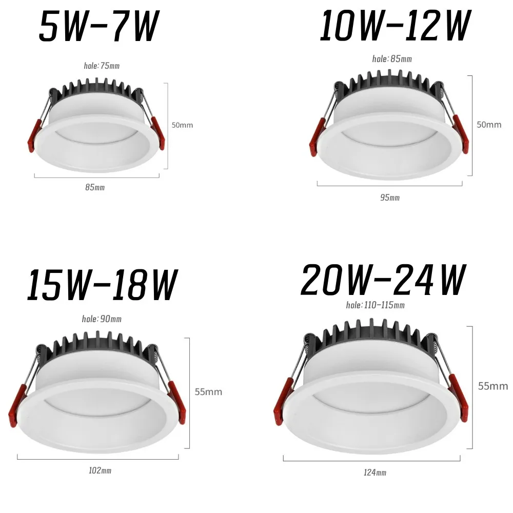 Lampu sorot LED anti-silau tersembunyi smd 5W7W 10W Cylinder silinder dalam bingkai sempit dapat diredupkan AC85-265V pencahayaan Interior