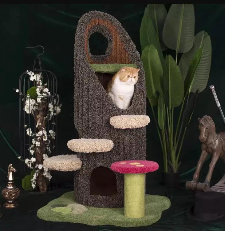 Wholesale Flower Tower House Tree Natural Wood Cat Climbing Frame With Best Quality