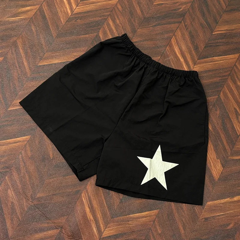 High Quality Nylon Waterproof Drawstring e Star Print Kanye West Vultures Shorts Men Women Unisex Casual Fashion Breeches