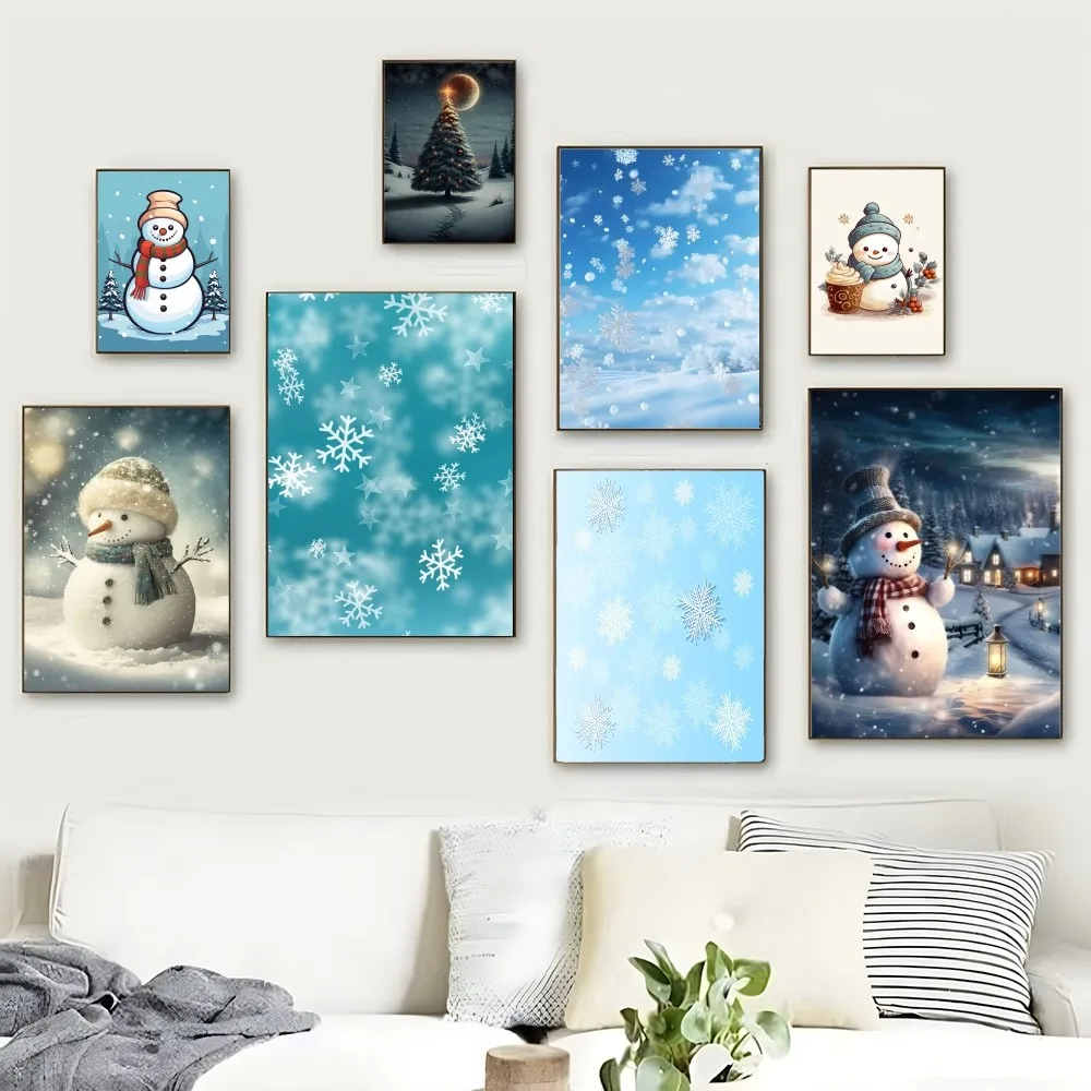 Christmas Snowflakes Poster Self-adhesive Art Poster Whitepaper Prints Posters Artwork Aesthetic Art Wall Painting