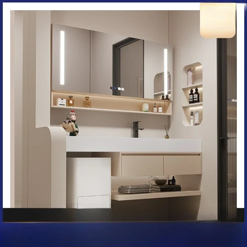 حوض متكامل بدون خياطة من السيراميك، مجموعة خزانة الحمام، مغسلة مرحاض كريمية للرياح #2