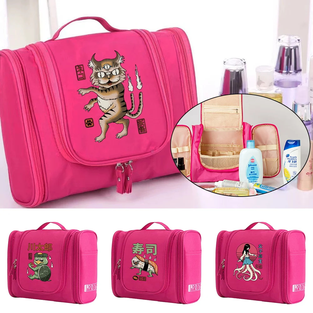 MakeUp Bag Waterproof Make Up Case Hand Bag Cosmetic Bags Women Wash Pouch Travel Organizer Hanging Bathroom Cute Monster Print