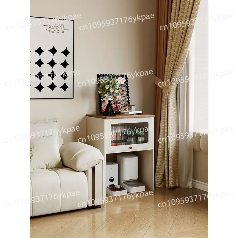 Solid Wood Pet Cabinet Cat Kennel Integrated with Toilet Partition Small Living Room Minimalist Multi-functional Storage Pet