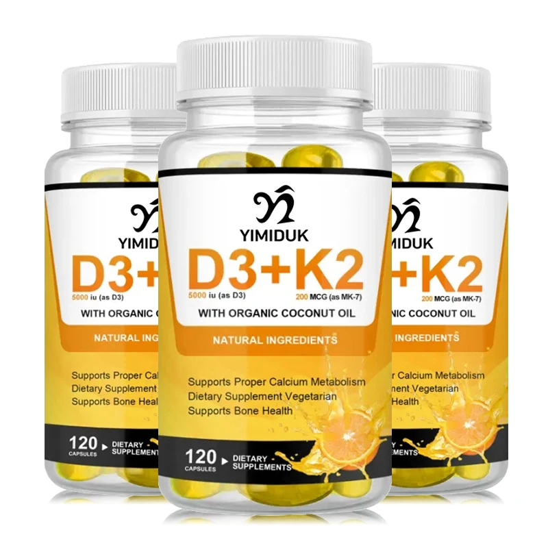 Vitamine D3 K2 Capsules Mineraalsupplement Ondersteuning Hart Bot & Tanden Immuunsysteem Gezondheid Super Absorberen Anti-Veroudering