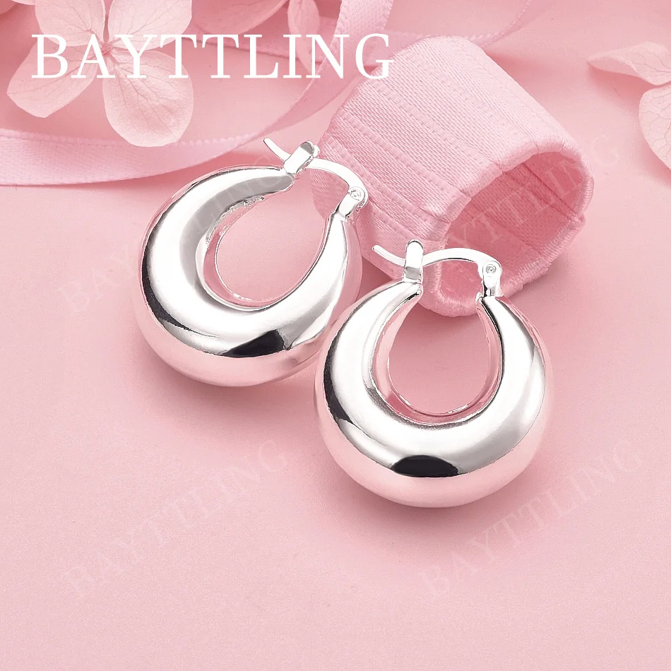 

Stylish 925 Sterling Silver Exquisite Moon Round Earrings for Women, Charming Gift, Wedding Jewelry Accessories