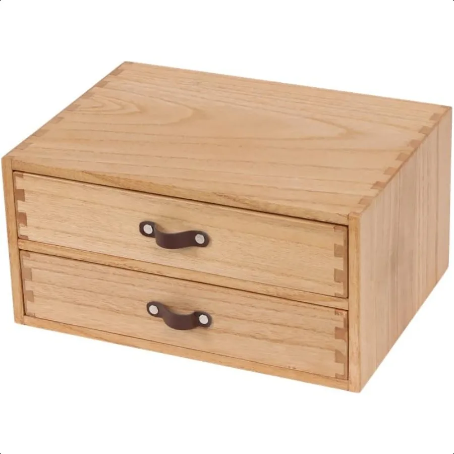 

Wooden Desk Organizer with 2 Drawers Desktop Storage Drawers for Office plies File Paper Storage Wood Chest Small Cabinets for