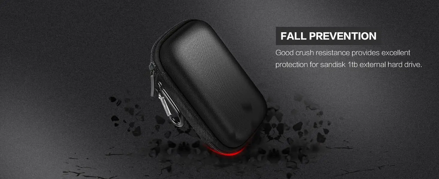 SSD-Hülle für SanDisk Extreme Portable SSD & Extreme PRO, Hartschalen-Schutztasche mit Karabiner, Passend für 1TB 2TB 4TB 8TB – Detail 4
